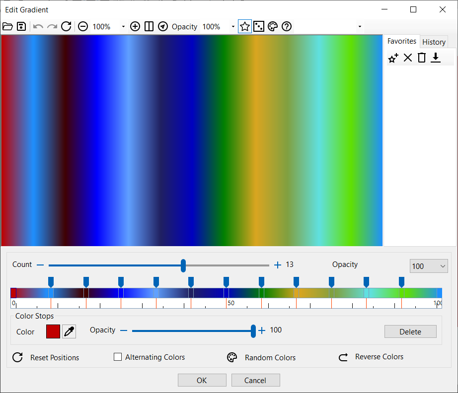 The Gradient dialog.